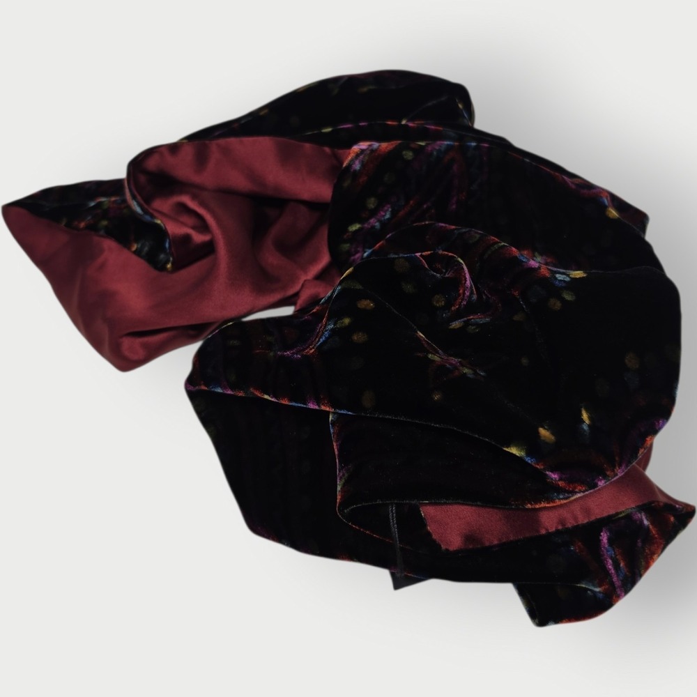 NEW Vintage Bob Mackie Wearable Art Silk Velvet Burnout Scarf Shawl Burgundy 66" - Picture 3 of 8